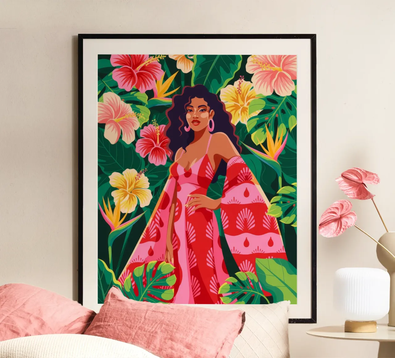 Majesté tropicale poster avec cadre en bois de Murni Strokes