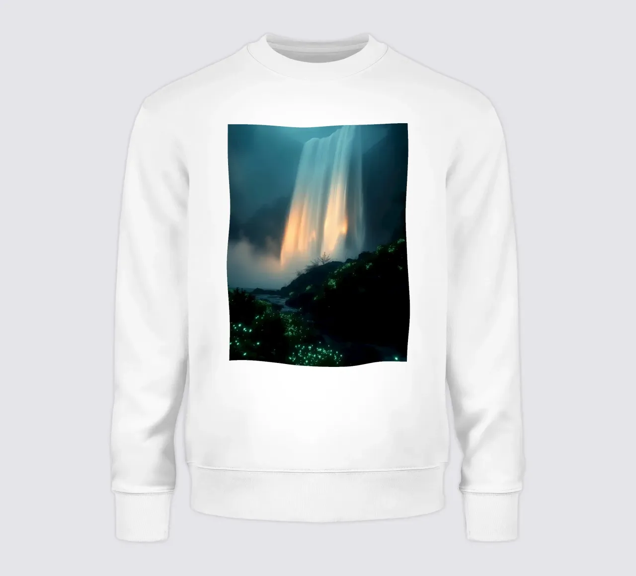 Superbe cascade abstraite avec une flore lumineuse sous la lune sweat de DesignDoodle