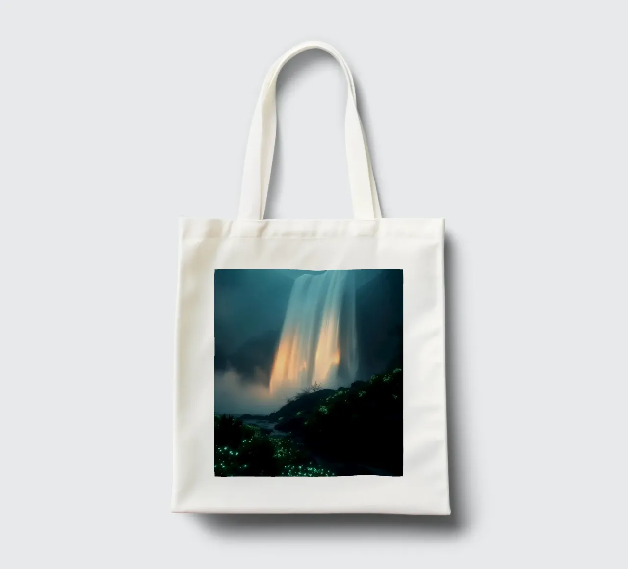 Superbe cascade abstraite avec une flore lumineuse sous la lune tote bag de DesignDoodle