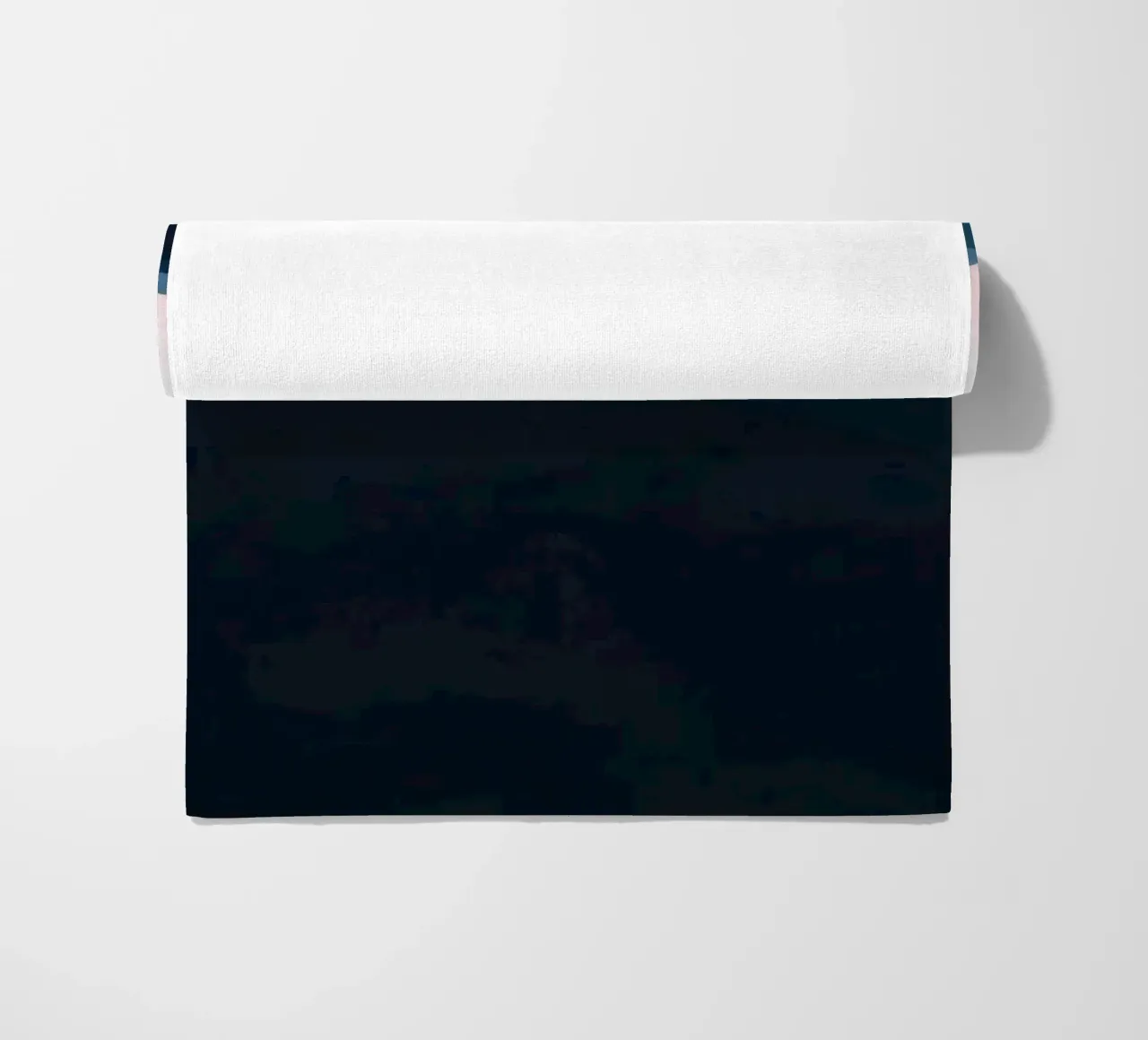 Serene mountain silhouettes at dusk create a tranquil feel beach towel by DesignDoodle