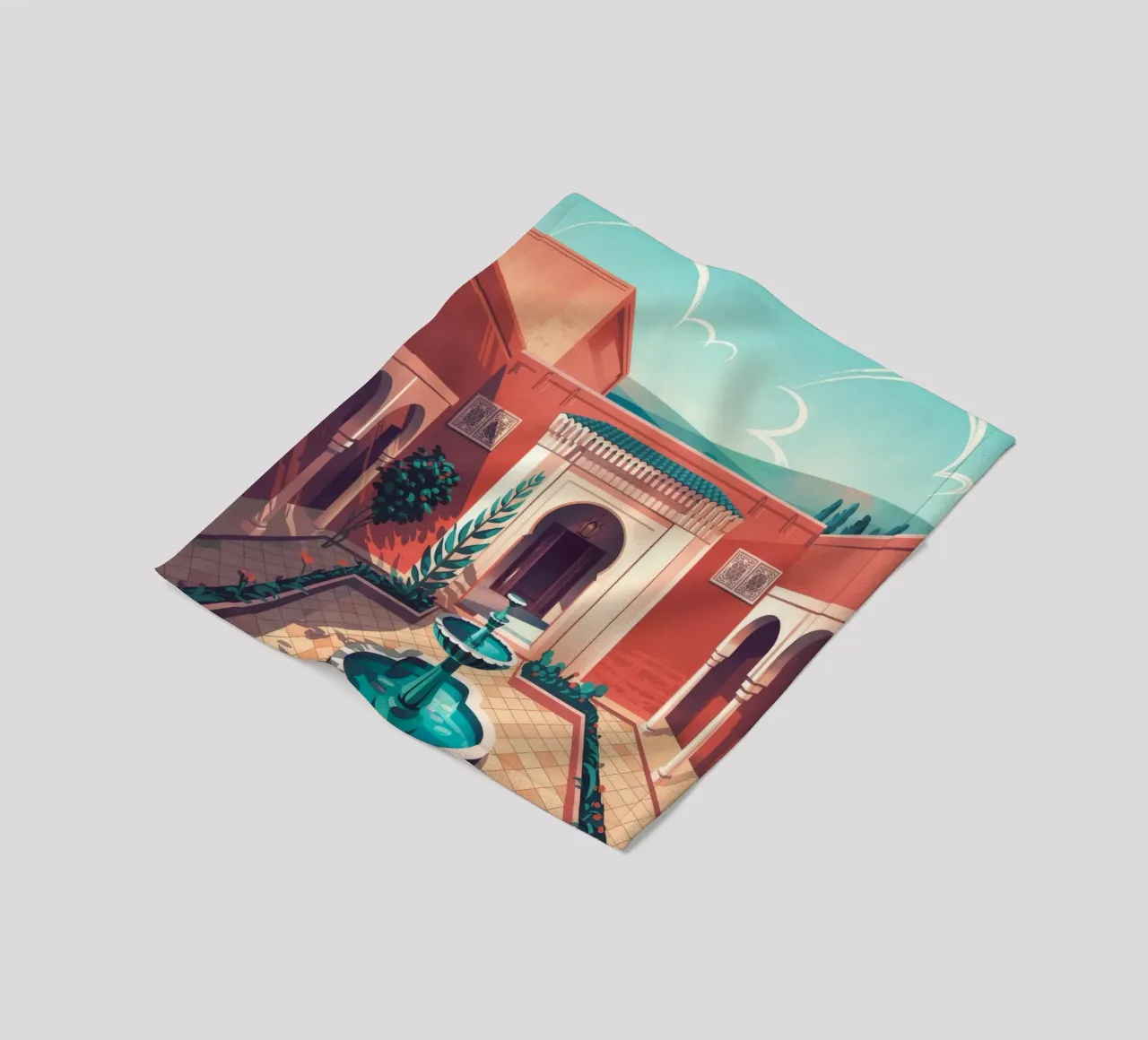 Courtyard Serenity fleece blanket by Murni Strokes