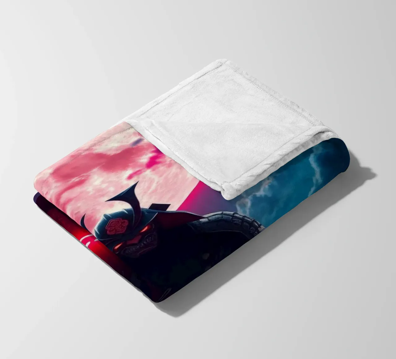 Epic samurai warrior under a glowing moon with a red aura fleece blanket by DesignDoodle
