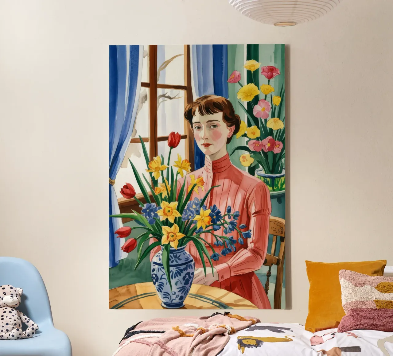 Bloemrijke elegantie canvas met Baklijst van Murni Strokes