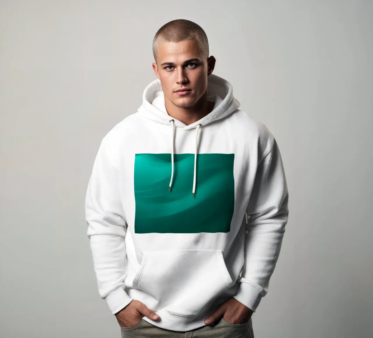 Fluido verde turquesa olas en un sereno fondo abstracto sudadera con capucha de DesignDoodle