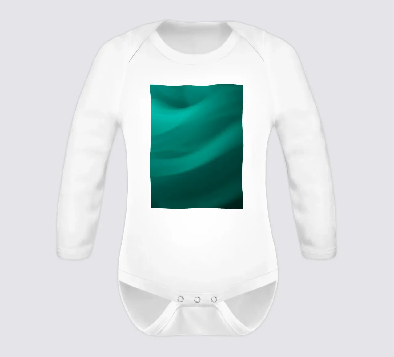 Fluid green turquoise waves in a serene abstract background long-sleeve baby romper by DesignDoodle