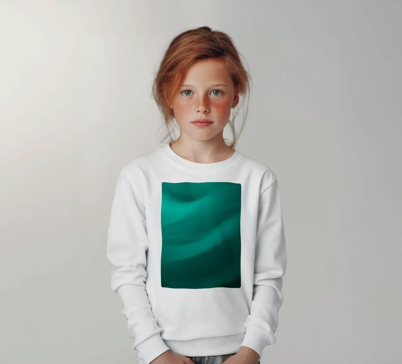 Fluido verde turquesa olas en un sereno fondo abstracto sudadera para niño de DesignDoodle