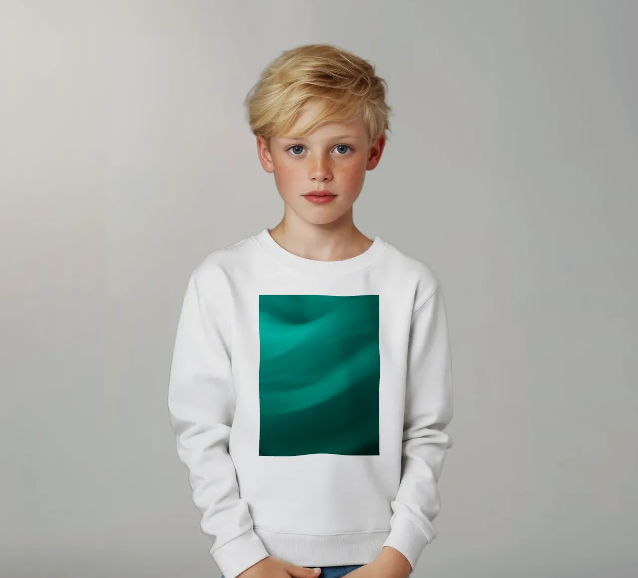 Fluido verde turquesa olas en un sereno fondo abstracto sudadera para niño de DesignDoodle
