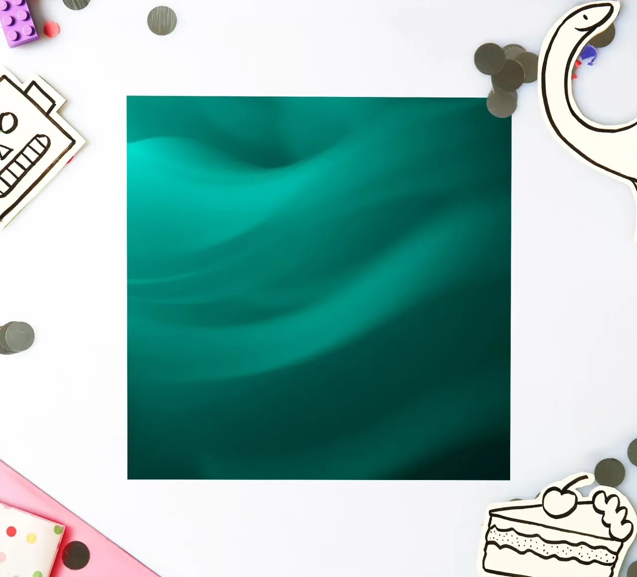 Fluid green turquoise waves in a serene abstract background sticker by DesignDoodle