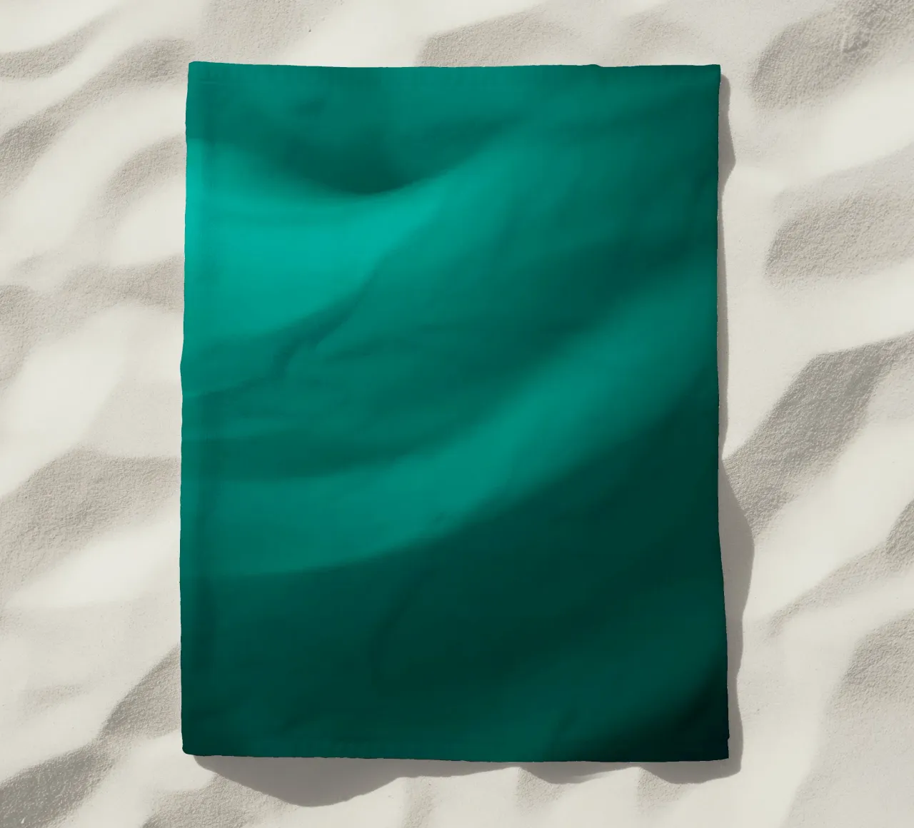 Fluid green turquoise waves in a serene abstract background beach towel by DesignDoodle