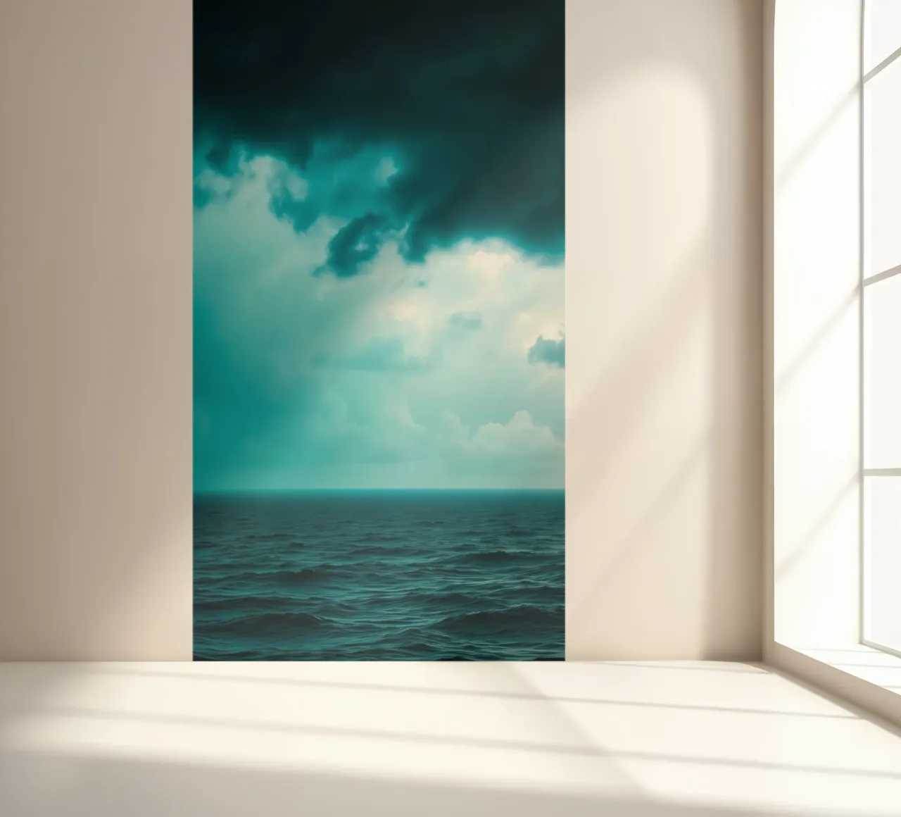 Dynamic sky over calm ocean creates serene backdrop for mobi photo wallpaper by DesignDoodle