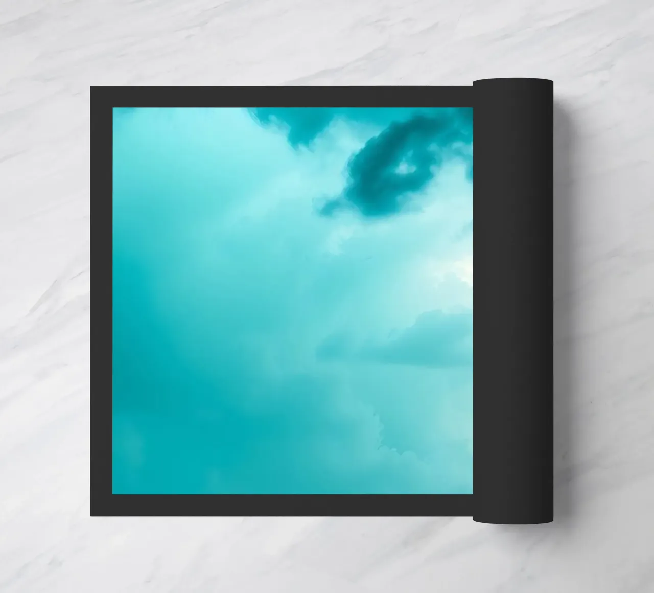 Dynamic sky over calm ocean creates serene backdrop for mobi doormat by DesignDoodle