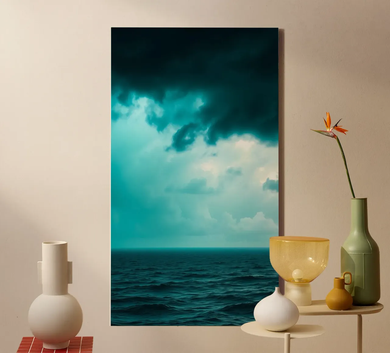 Un cielo dinamico su un oceano calmo crea uno scenario sereno per il mobi tela da DesignDoodle