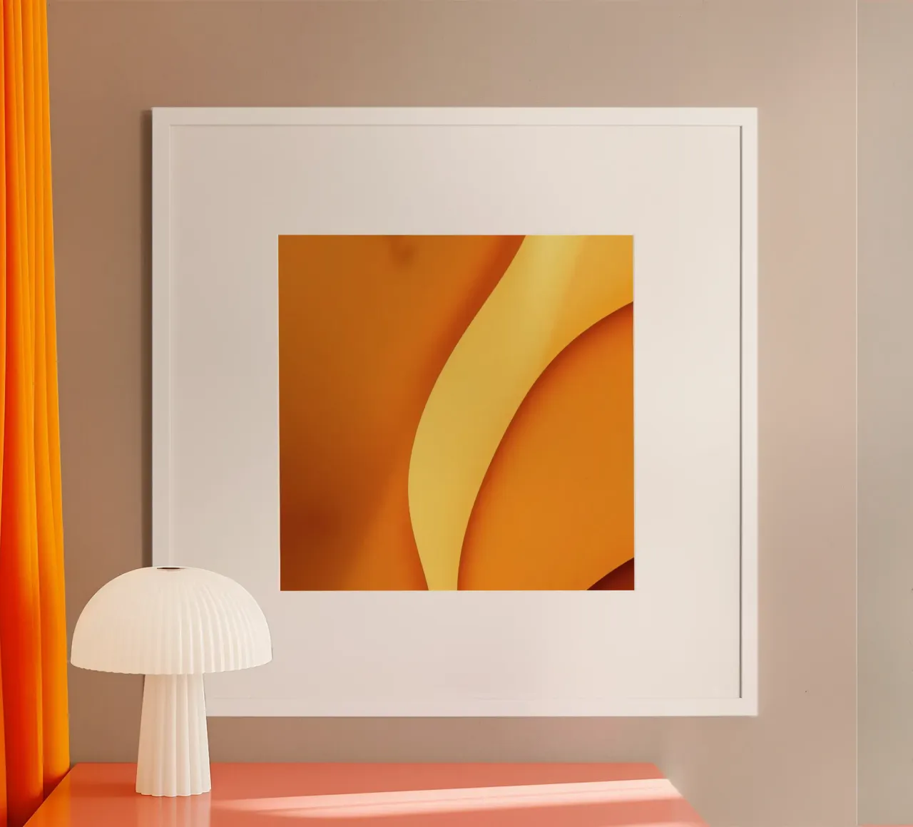 Vibrant curved orange abstract background design hahnemühle by DesignDoodle