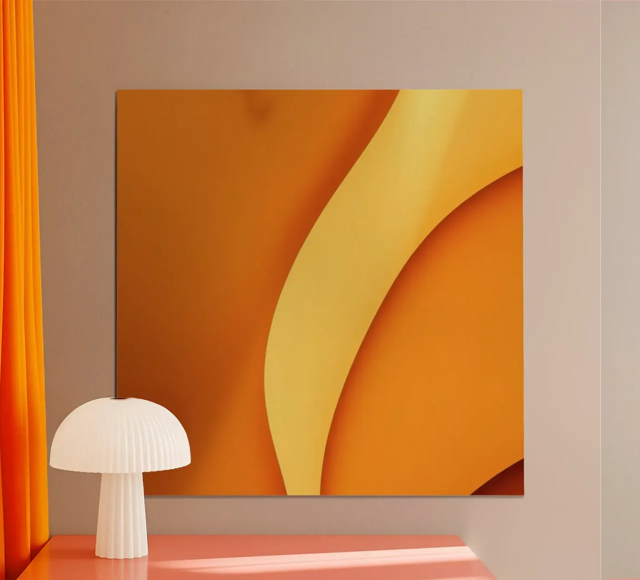 Vibrant curved orange abstract background design hahnemühle by DesignDoodle