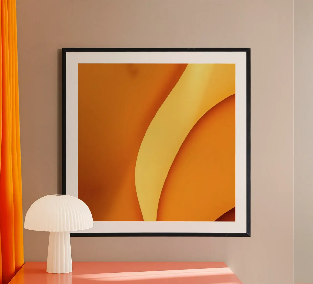 Vibrant curved orange abstract background design hahnemühle by DesignDoodle