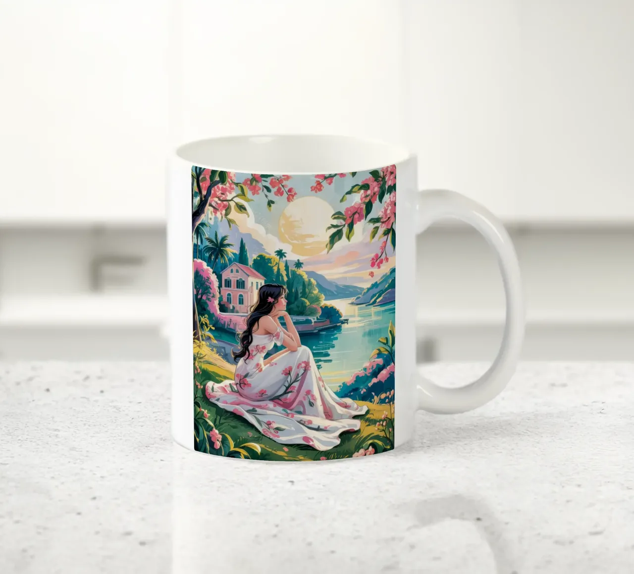 Tranquillità del fiume tazza in ceramica da Murni Strokes