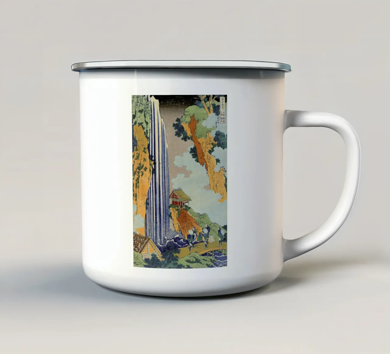 Hokusai - Ono Waterfall, the Kiso Highway tazza in smalto da ARTOTHEK