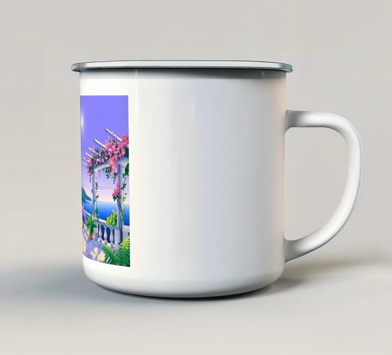 Ritiro costiero tazza in smalto da Murni Strokes