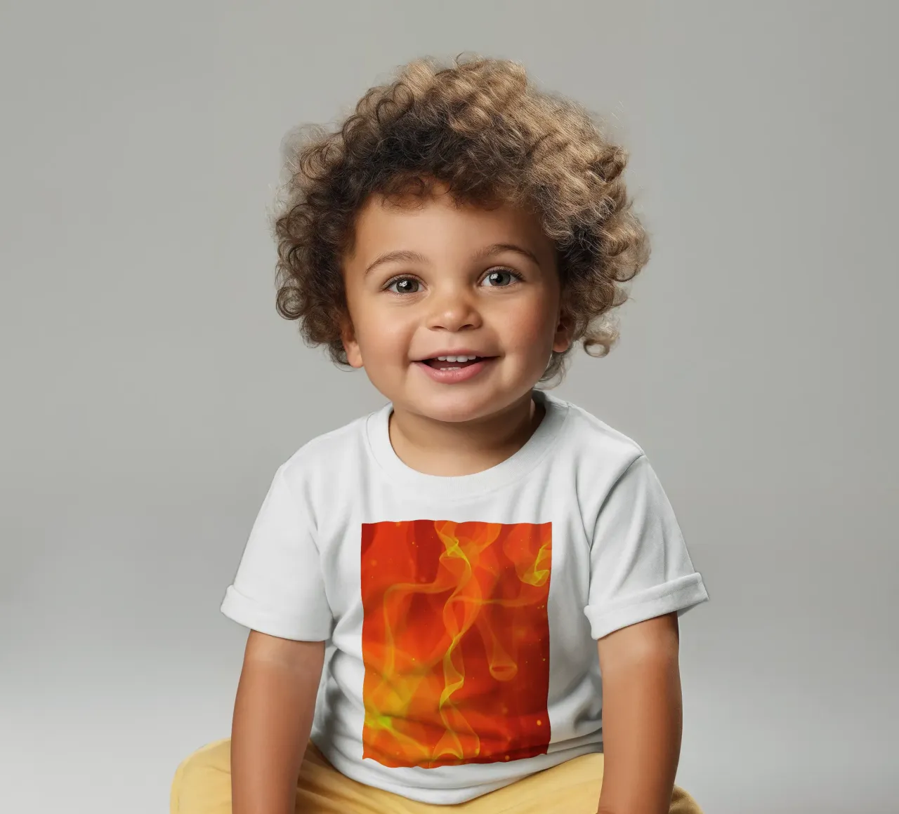 arte astratta con linee fluide arancione e giallo fuoco maglietta neonato da DesignDoodle