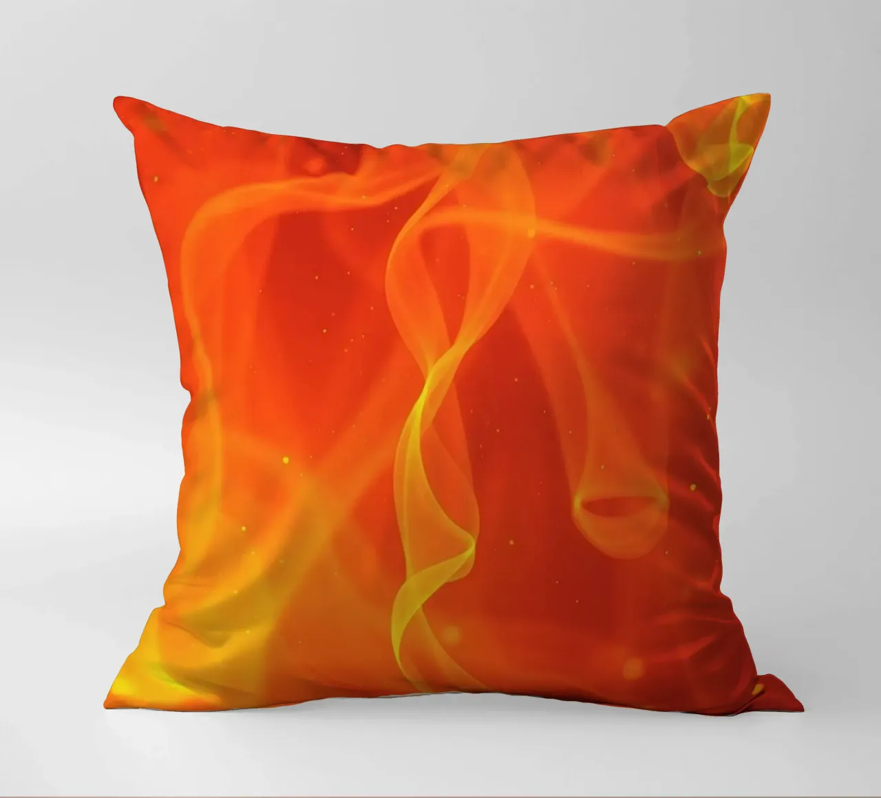 abstract art with flowing orange and yellow fiery lines decorative cushion by DesignDoodle