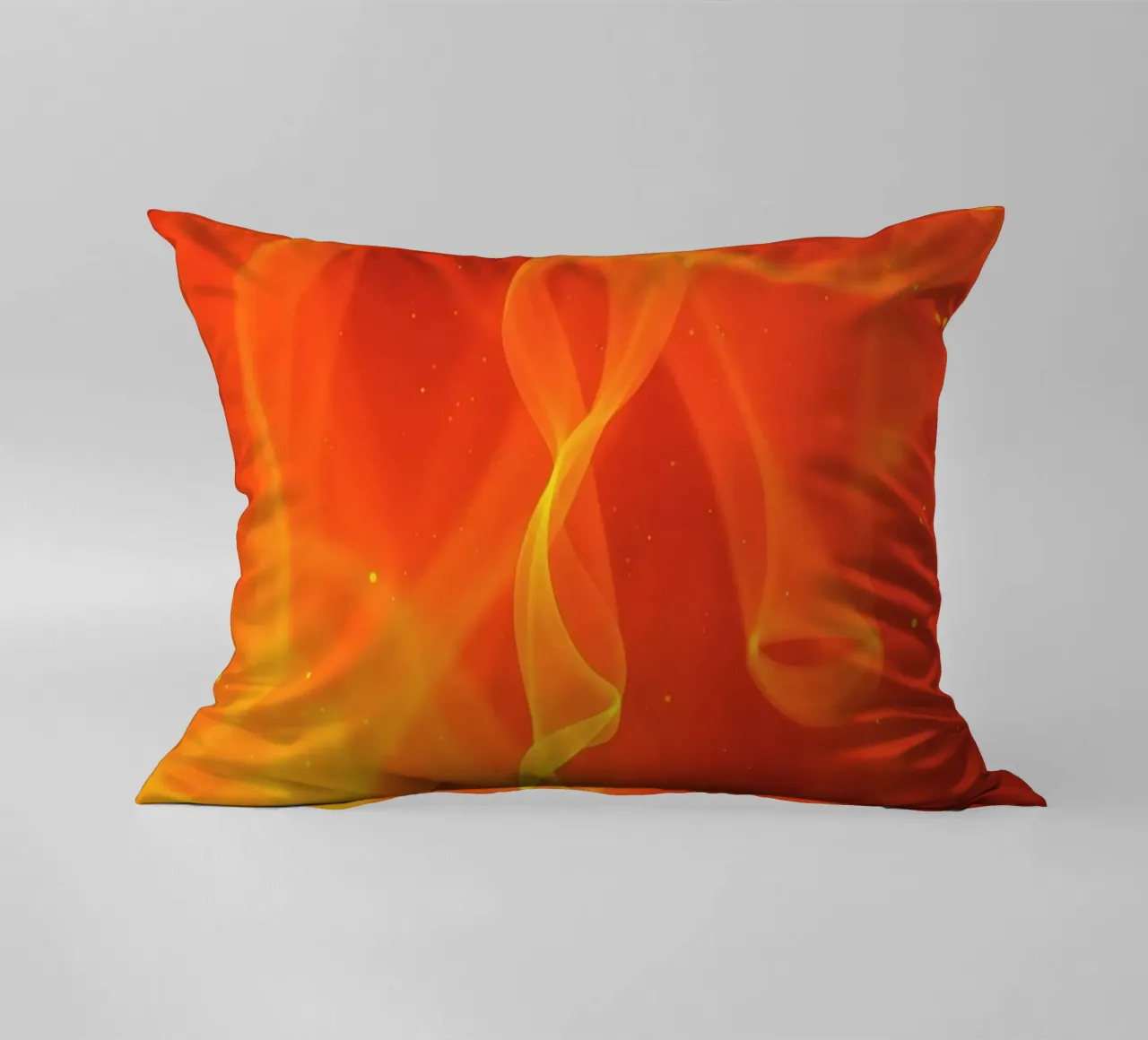 abstract art with flowing orange and yellow fiery lines decorative cushion by DesignDoodle