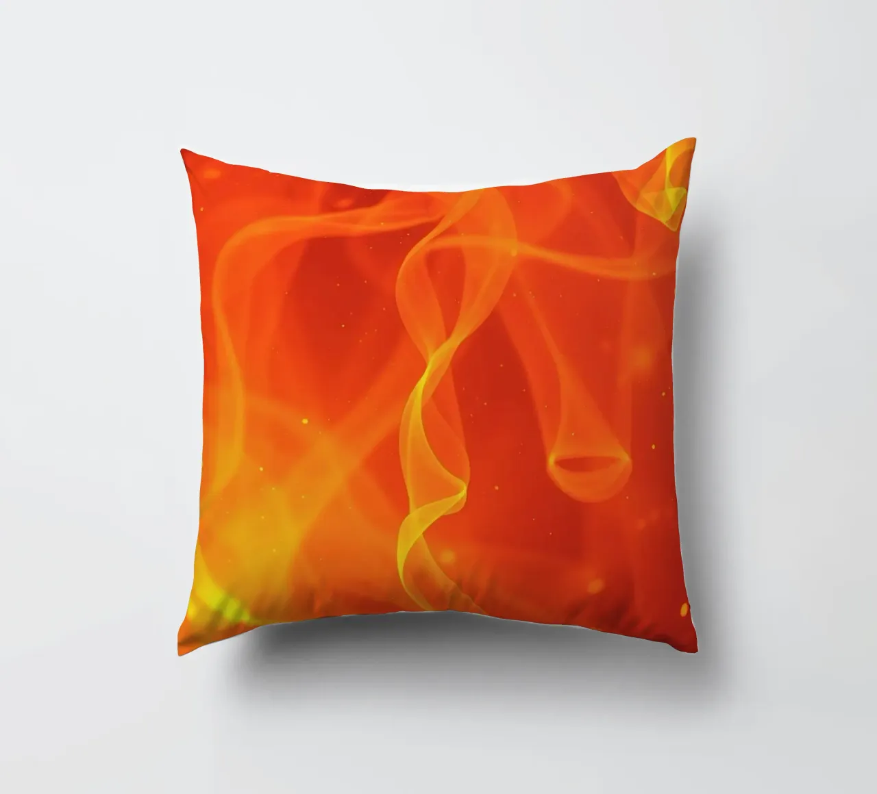 abstract art with flowing orange and yellow fiery lines decorative cushion by DesignDoodle