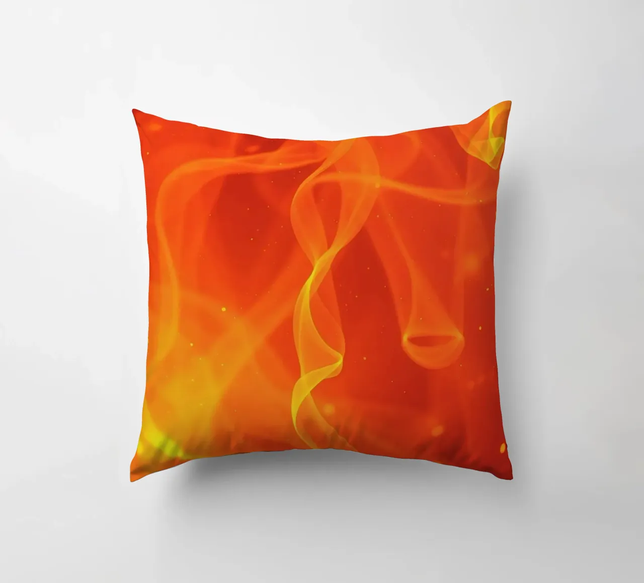 abstract art with flowing orange and yellow fiery lines decorative cushion by DesignDoodle