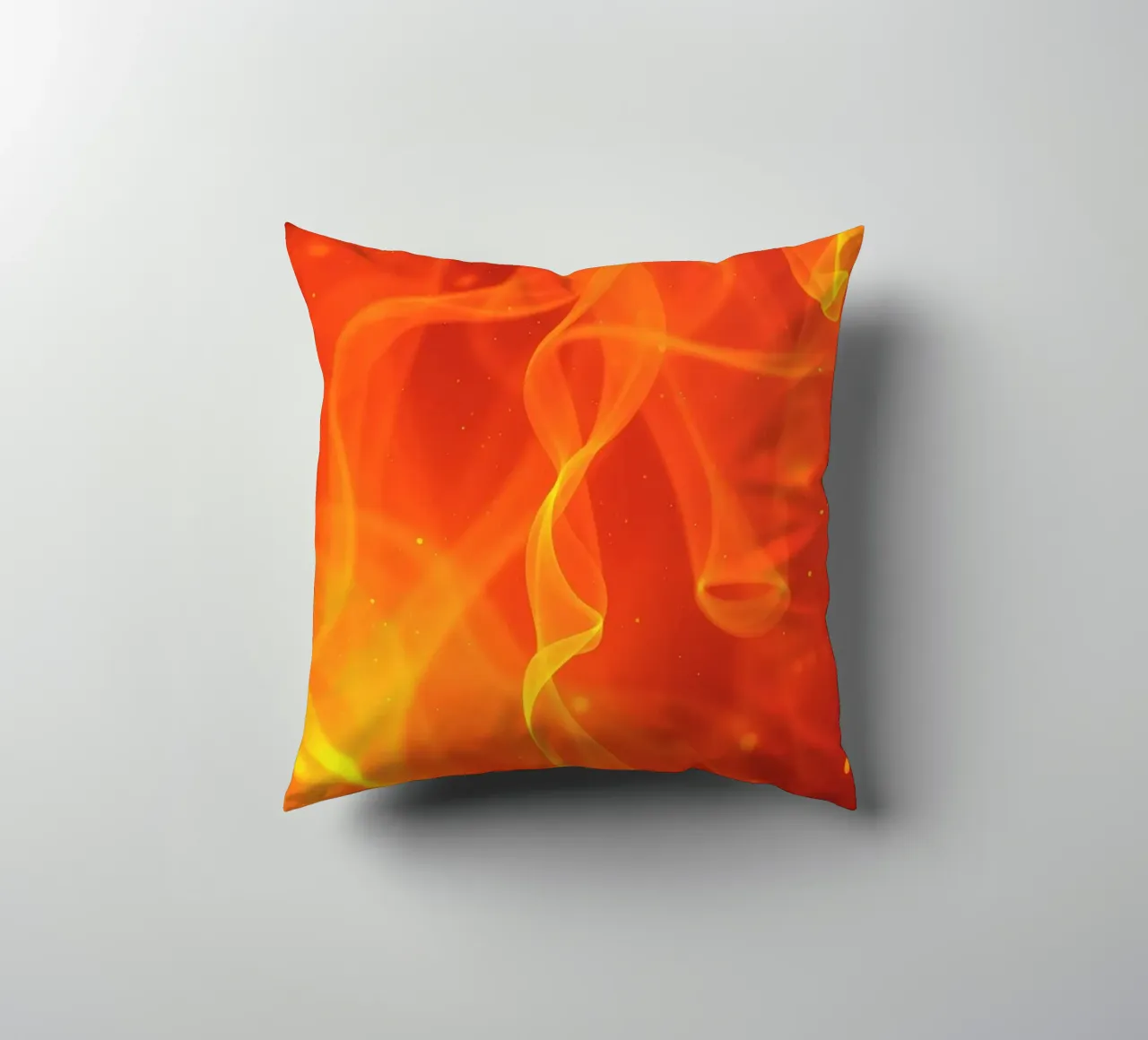abstract art with flowing orange and yellow fiery lines decorative cushion by DesignDoodle