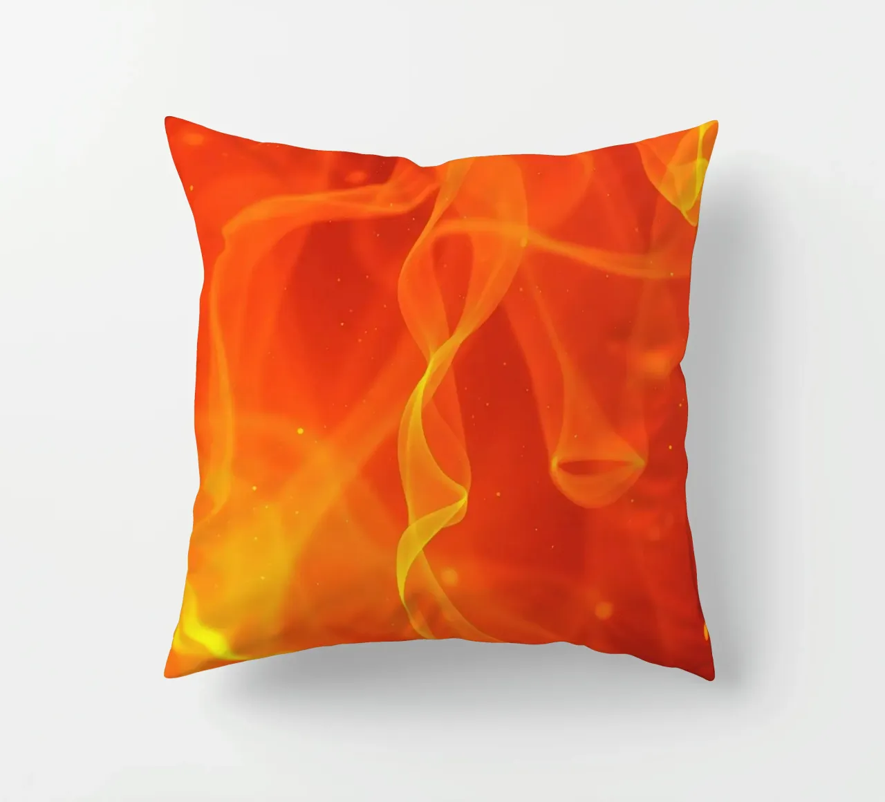 abstract art with flowing orange and yellow fiery lines decorative cushion by DesignDoodle