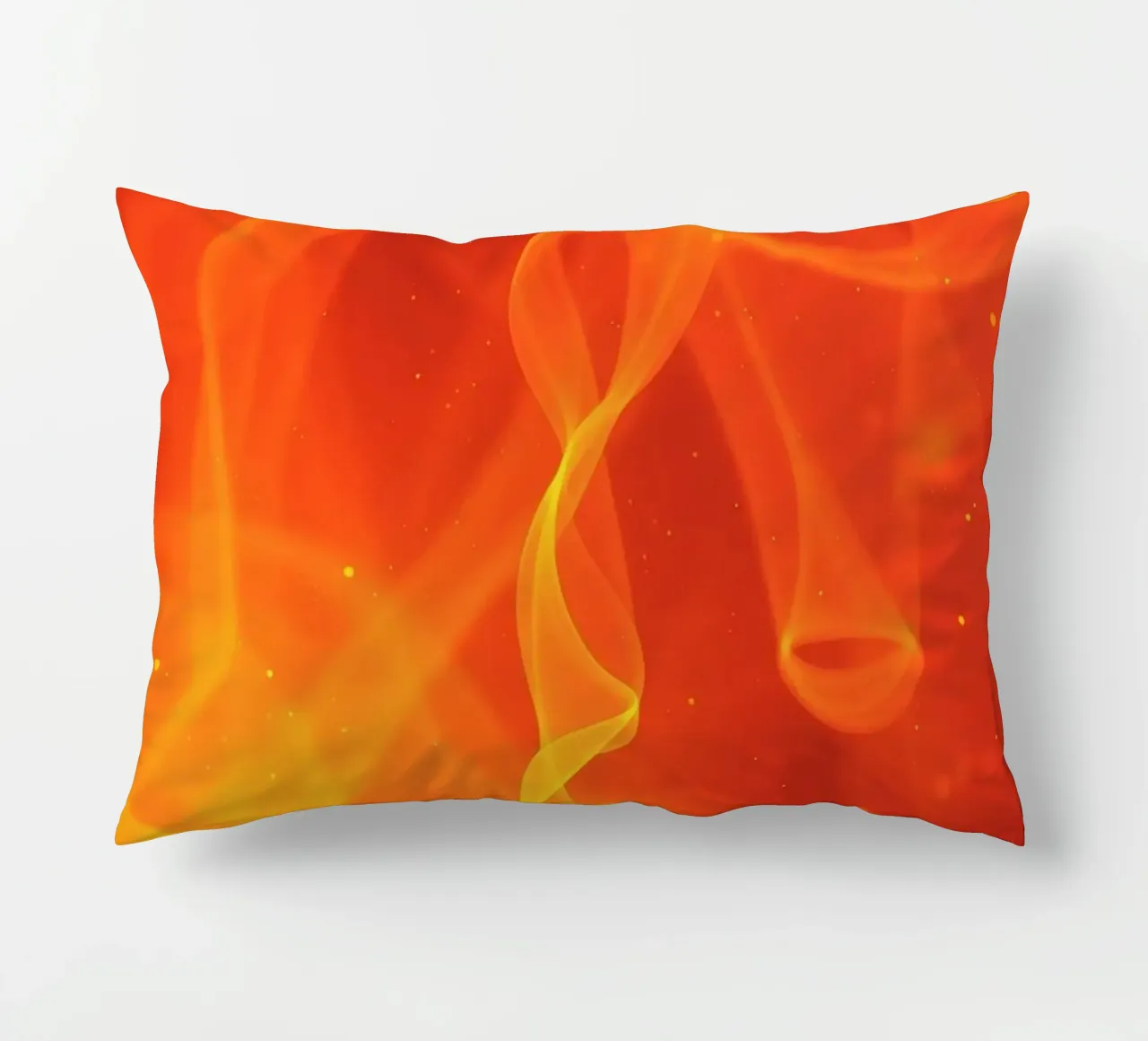 abstract art with flowing orange and yellow fiery lines decorative cushion by DesignDoodle