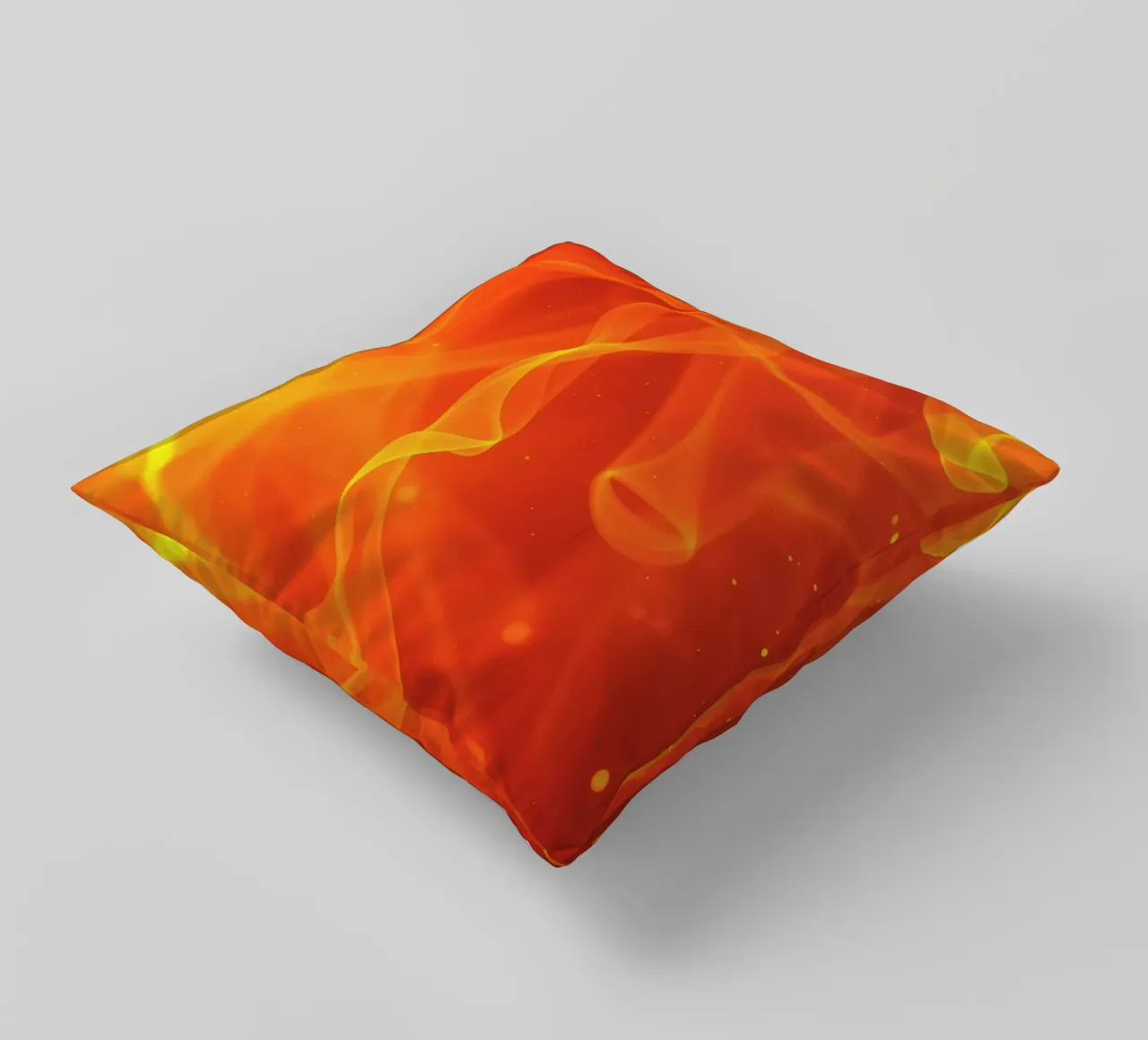 abstract art with flowing orange and yellow fiery lines decorative cushion by DesignDoodle