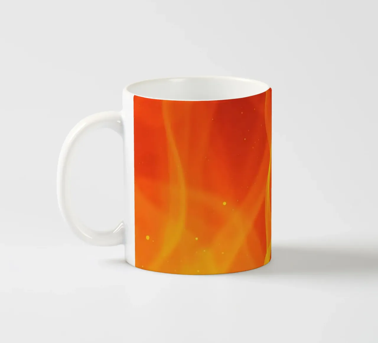 arte astratta con linee fluide arancione e giallo fuoco tazza in ceramica da DesignDoodle
