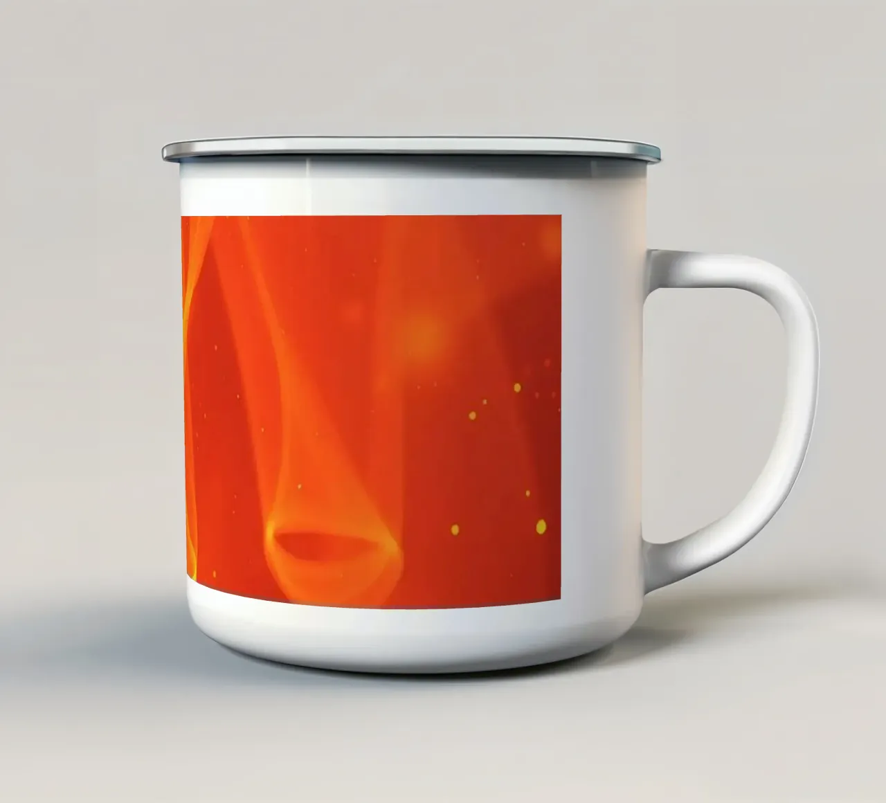 arte astratta con linee fluide arancione e giallo fuoco tazza in smalto da DesignDoodle