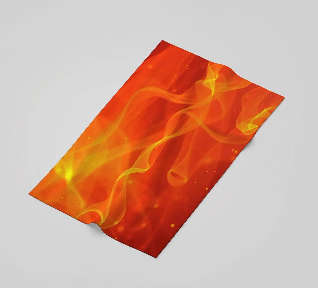 abstract art with flowing orange and yellow fiery lines beach towel by DesignDoodle