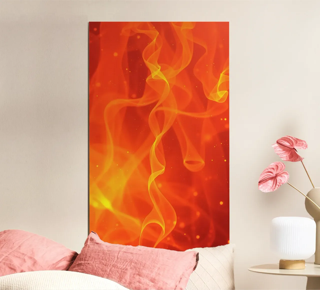 abstract art with flowing orange and yellow fiery lines hahnemühle by DesignDoodle