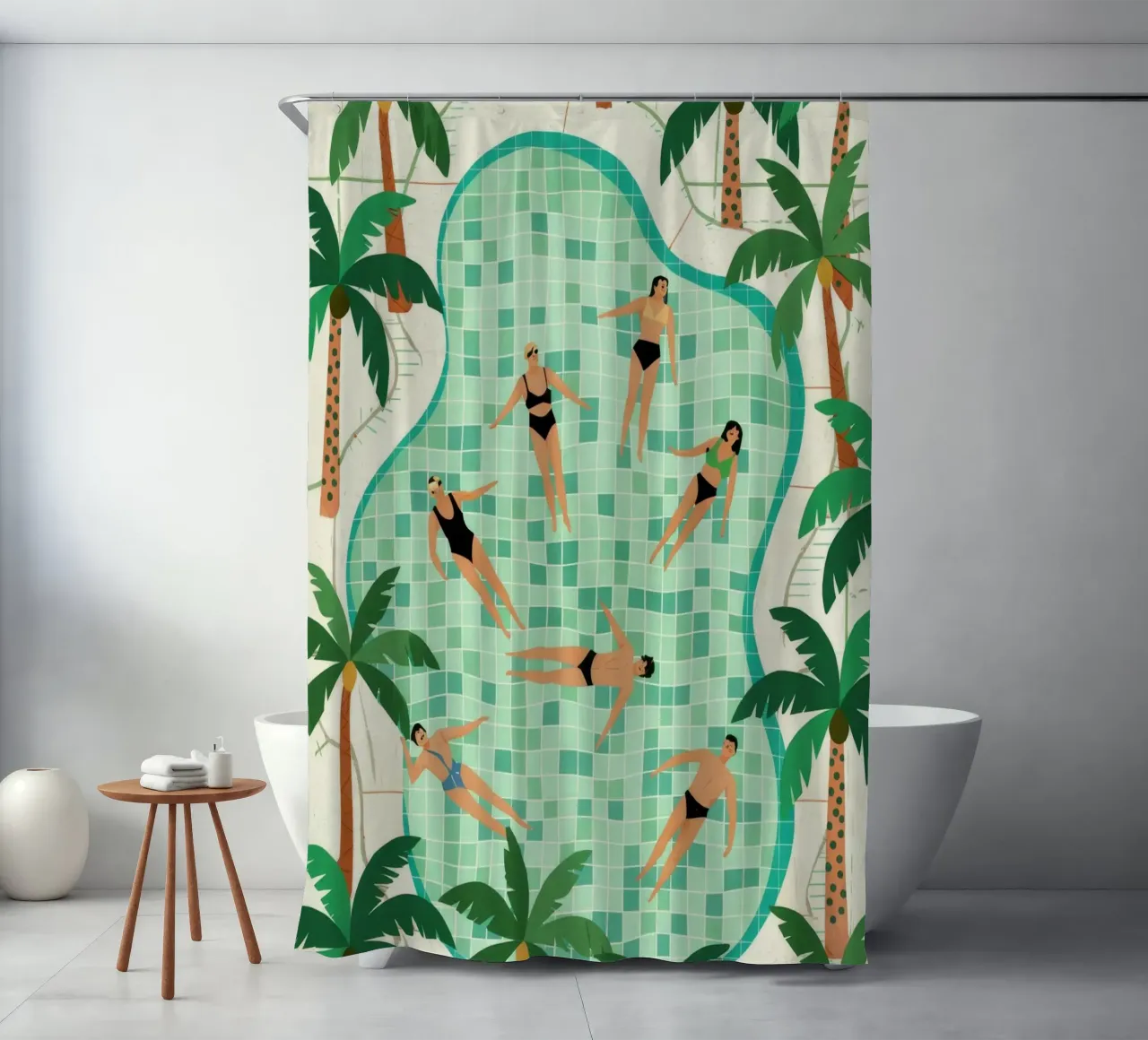 Poolside Freizeit Duschvorhang von Murni Strokes