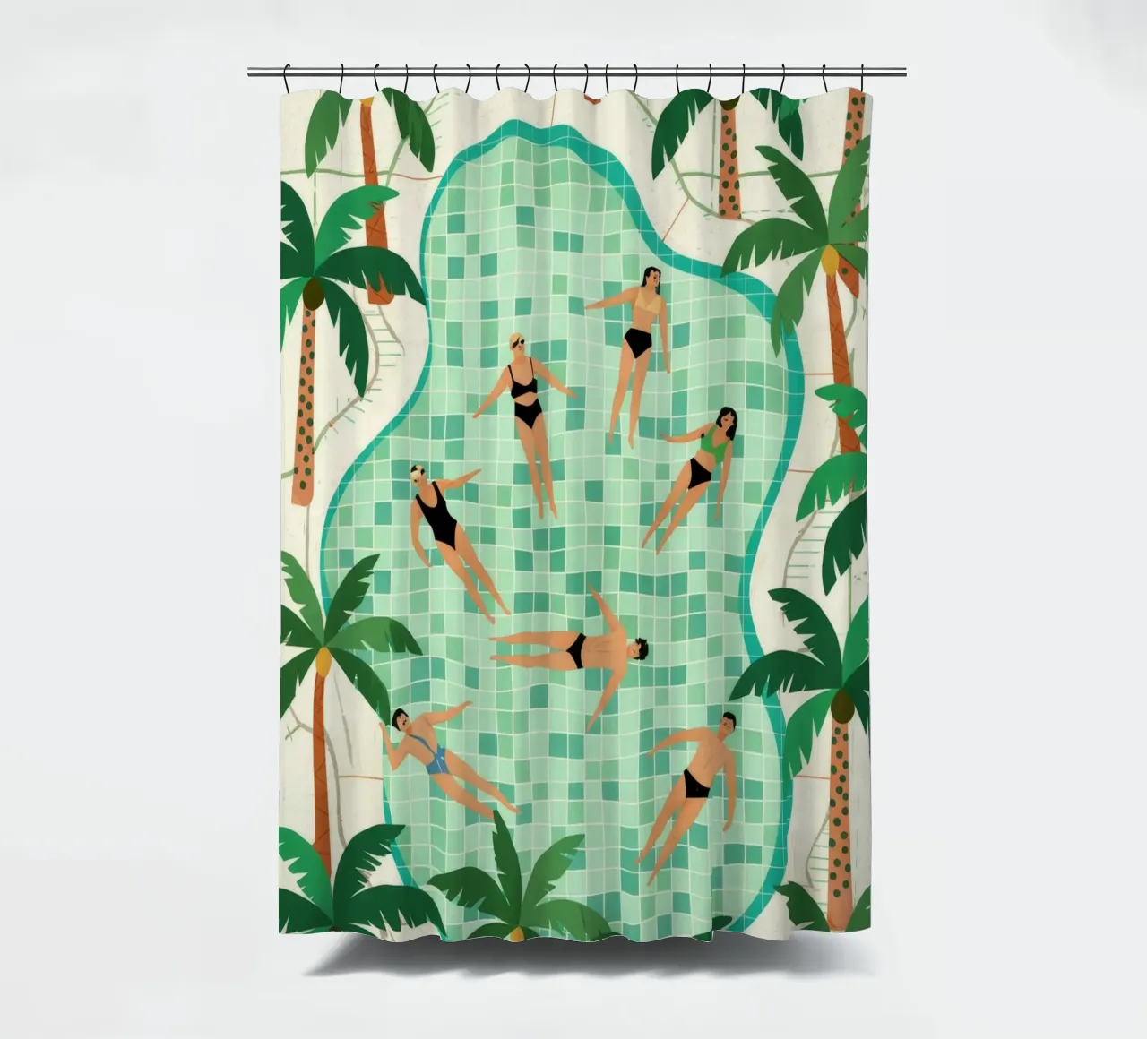 Poolside Freizeit Duschvorhang von Murni Strokes