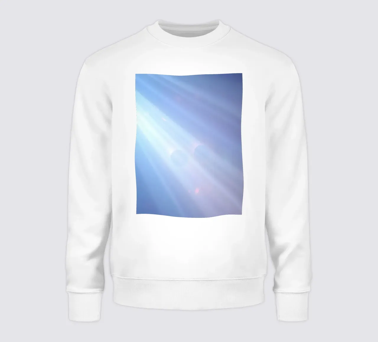 Soft blue light beams create a calming abstract background sweatshirt by DesignDoodle