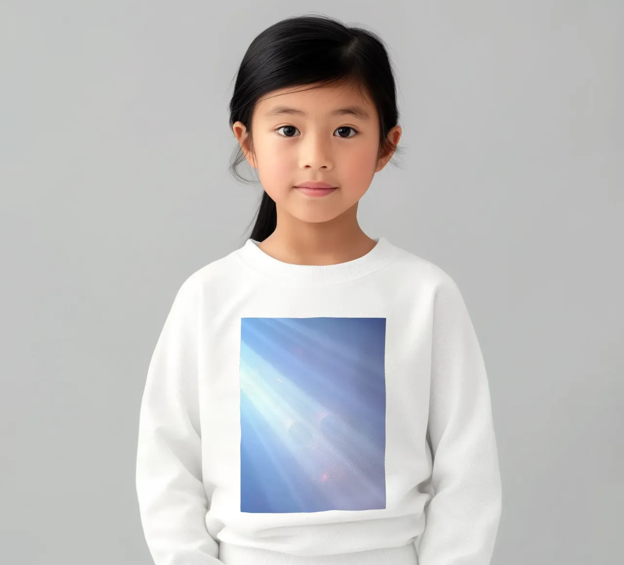 Soft blue light beams create a calming abstract background kids sweatshirt by DesignDoodle