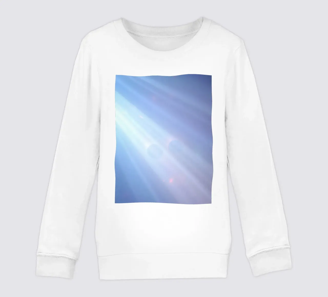 Soft blue light beams create a calming abstract background kids sweatshirt by DesignDoodle