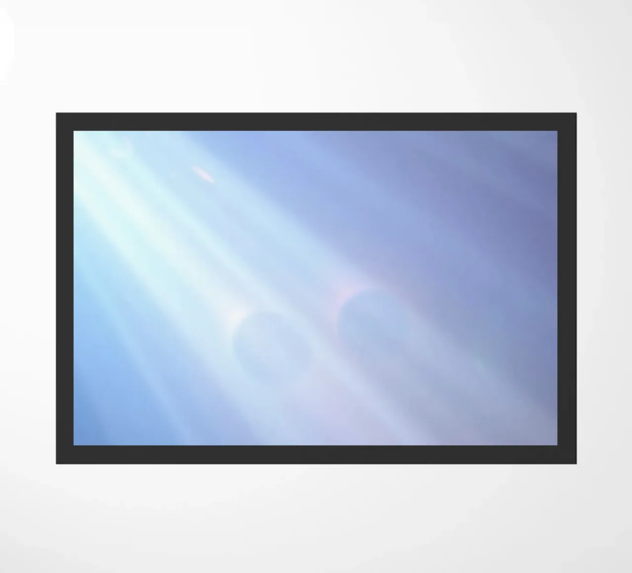 Soft blue light beams create a calming abstract background doormat by DesignDoodle