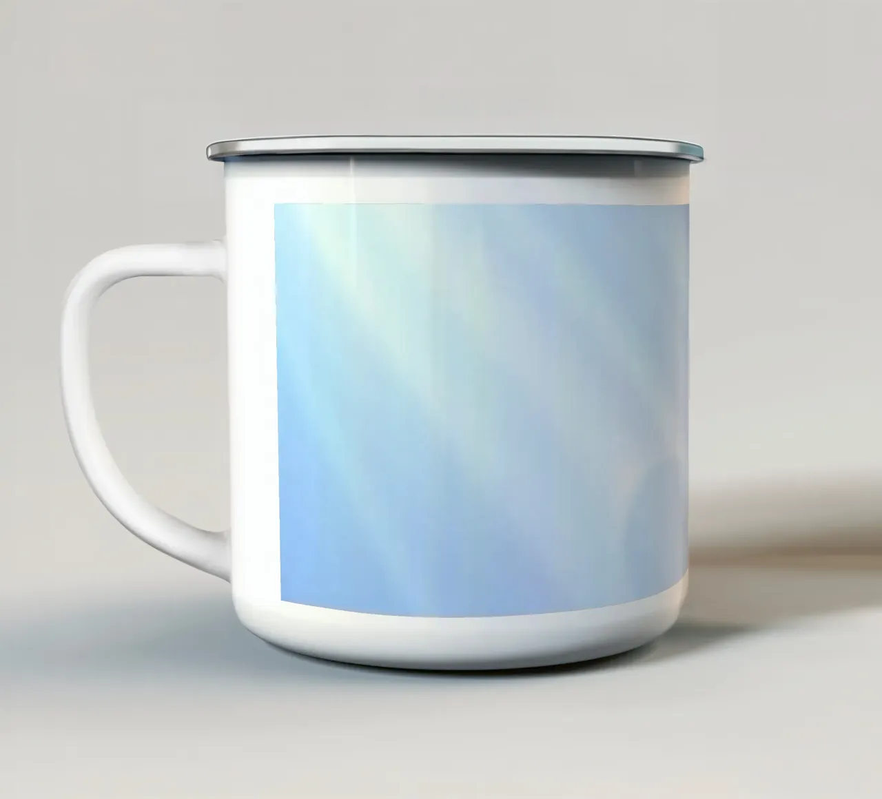 Soft blue light beams create a calming abstract background enamel mug by DesignDoodle