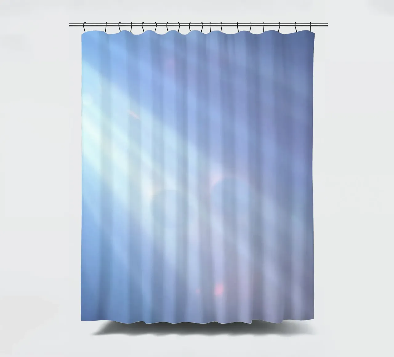 Soft blue light beams create a calming abstract background shower curtain by DesignDoodle