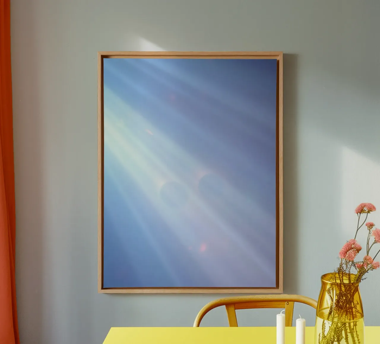 Soft blue light beams create a calming abstract background canvas by DesignDoodle