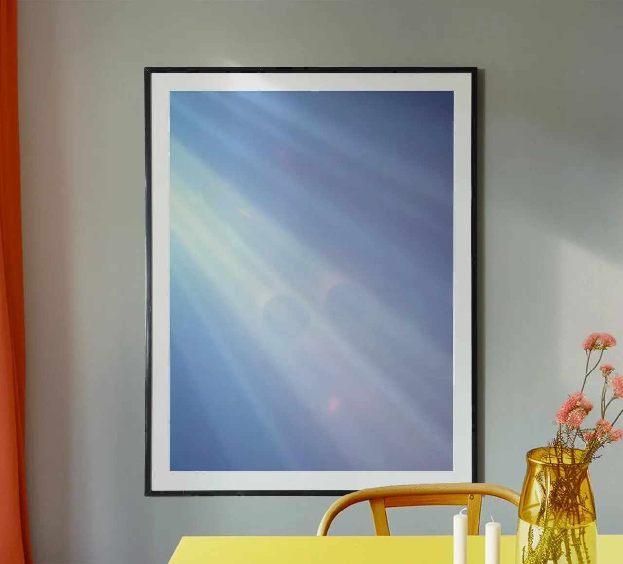 Soft blue light beams create a calming abstract background hahnemühle by DesignDoodle