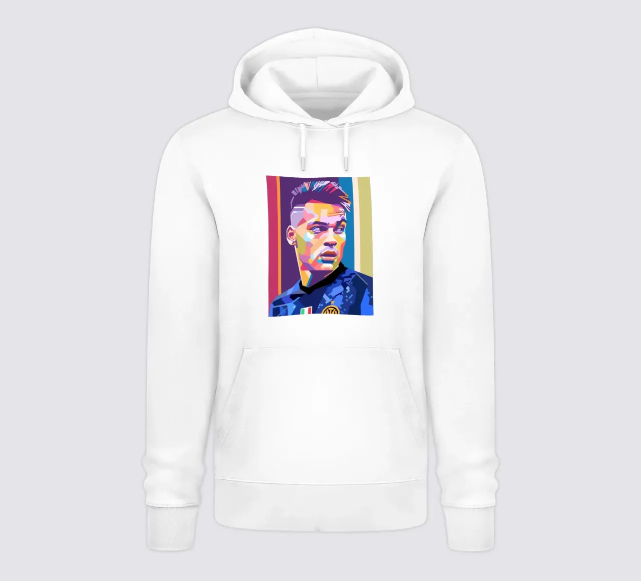 Ritratto pop art di Lautaro Martinez felpa con cappuccio da Hantamrata