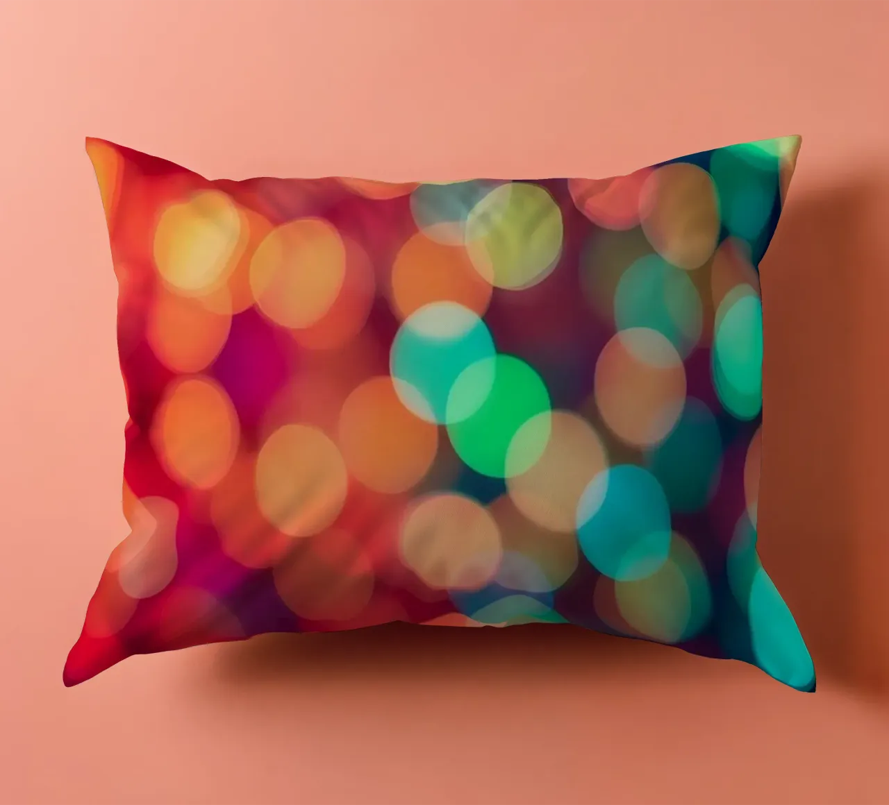 Vibrant abstract bokeh background blurred effect decorative cushion by DesignDoodle