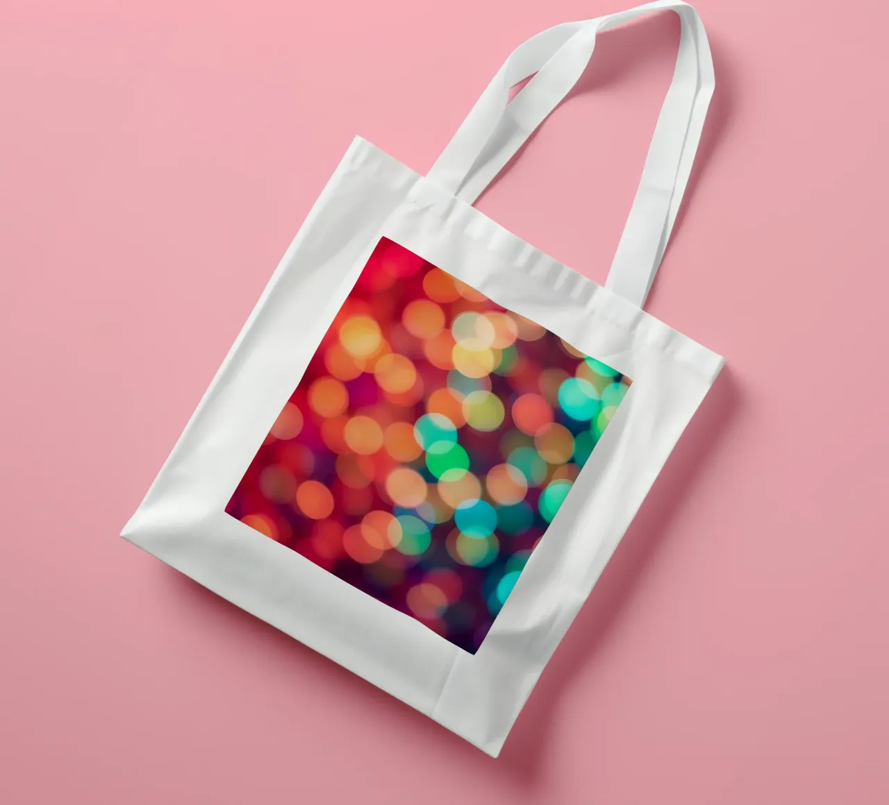Levendige abstracte bokeh achtergrond wazig effect jute draagtas van DesignDoodle