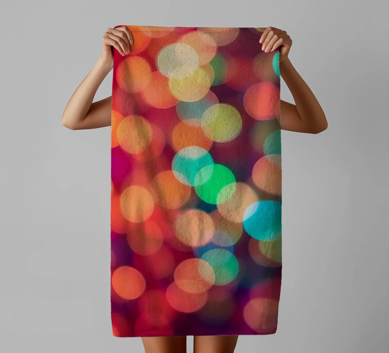 Vibrant abstract bokeh background blurred effect towel by DesignDoodle