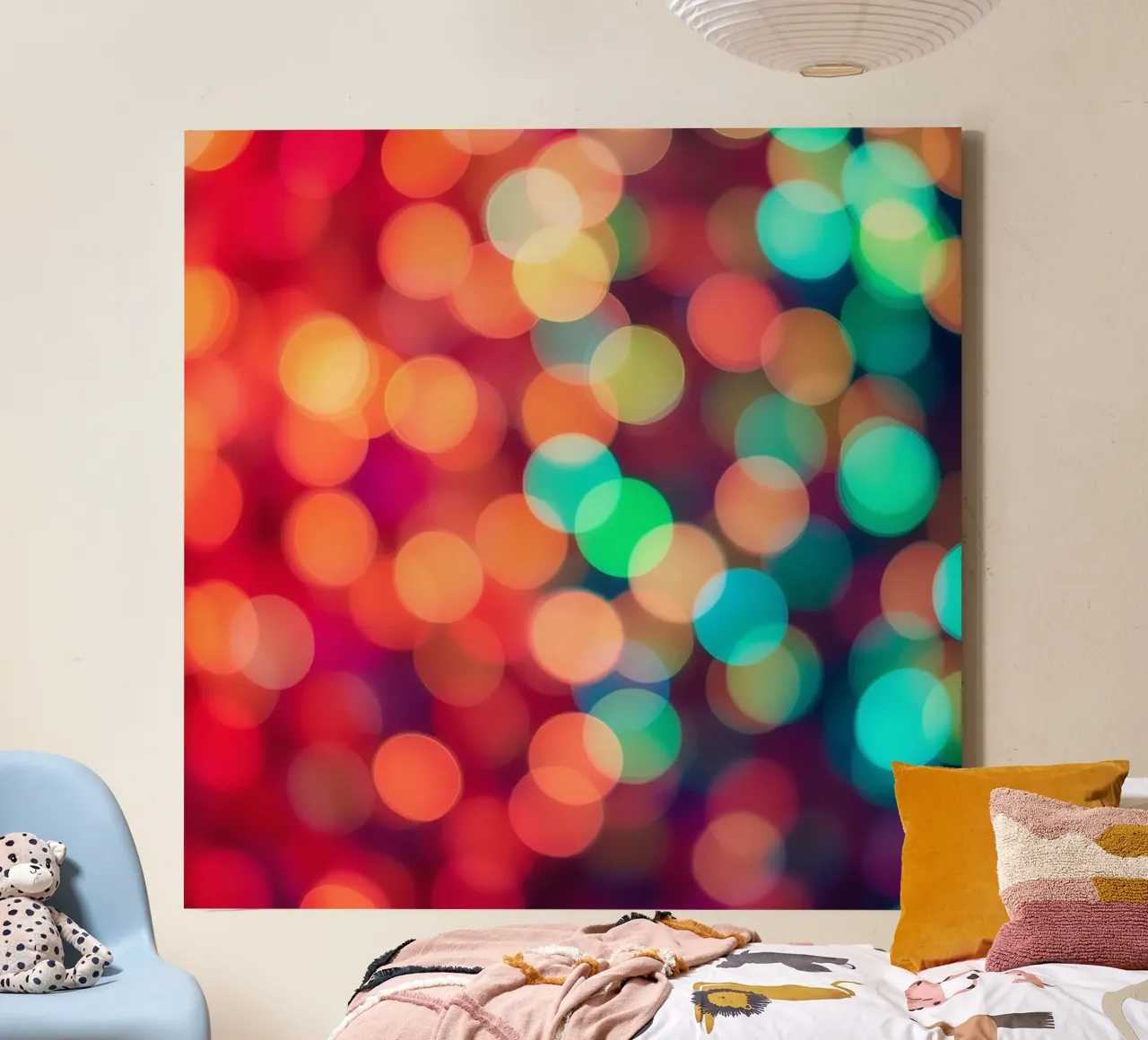 Levendige abstracte bokeh achtergrond wazig effect canvas van DesignDoodle